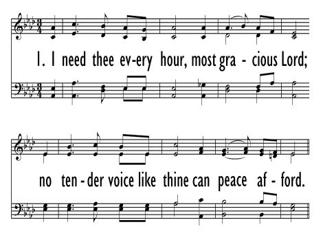 The United Methodist Hymnal 397. I need thee every hour.